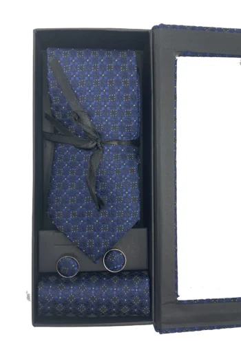 Set 3 piezas corbata pañuelo gemelos modelo Madrid