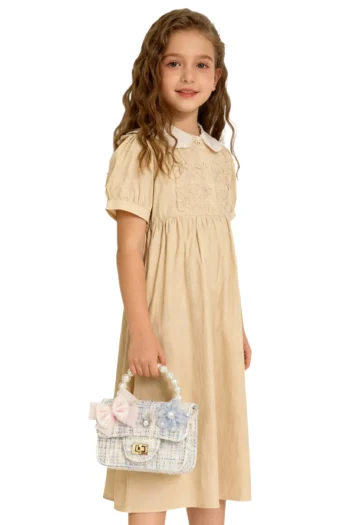 Bolso azulado modelo Nieve con perlas