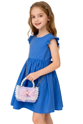 Bolso lila modelo Flor con perlas