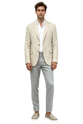 Chaqueta hombre de lino color beige modelo Bruno
