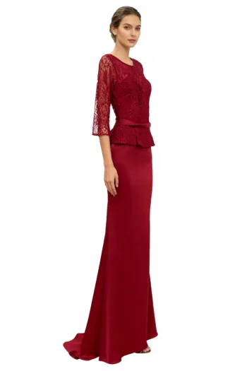 Vestido largo con manga color fucsia modelo Elena